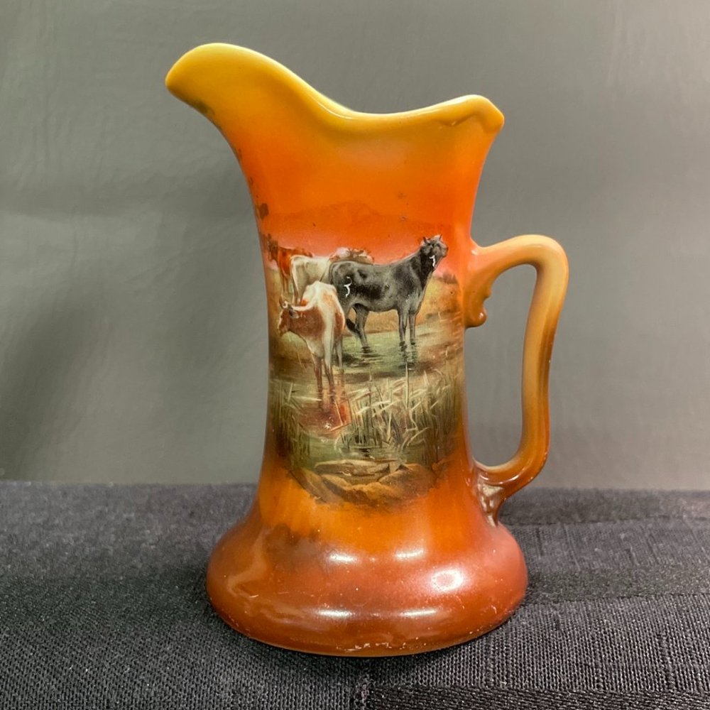 Royal Bayreuth Pitcher Antique Early 1900’s Small / Creamer With Cow Design EUC